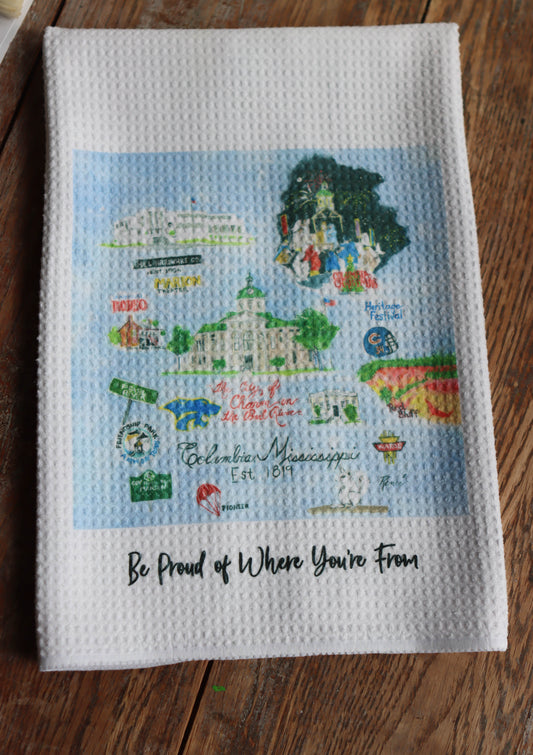 Columbia, Mississippi tea towels